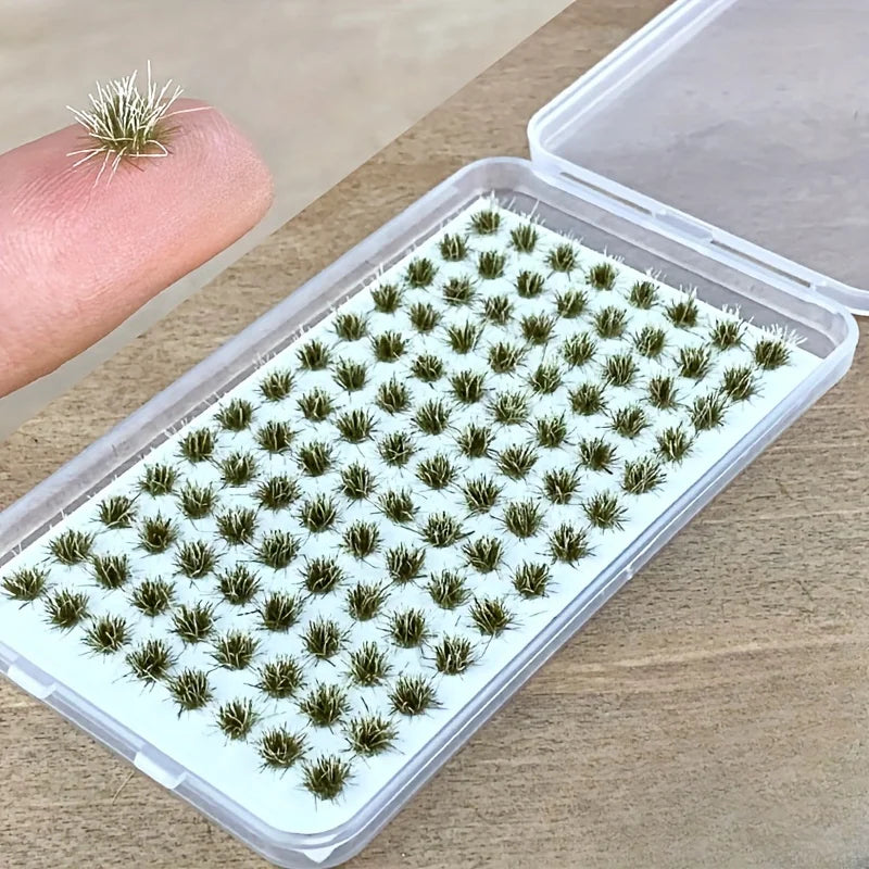 104pcs/pack Static Grass Tuft, Model Grass Tufts Terrain Model Kit Static Scenery Model Miniature Shrubs Bushes for Train Landscape