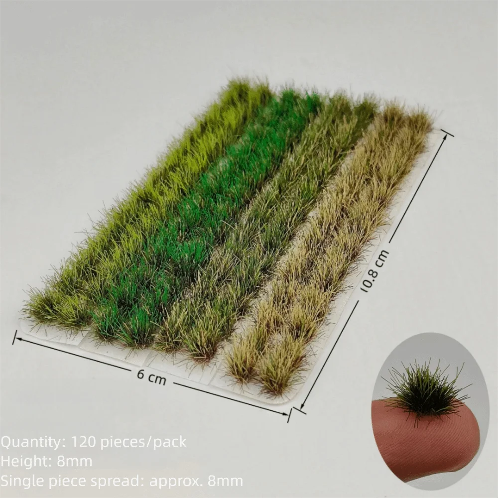 120PCS Multicolor Grass Tufts Self-Adhesive 8mm Height Miniature Flower Grass Model Modeling Materials Scenery Model