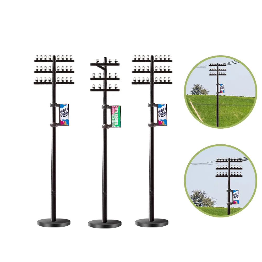 3Pcs Model Telephone Poles 1:42/1:87/1:100 Electric Line Model Kit For Railway Train Layout Scenery