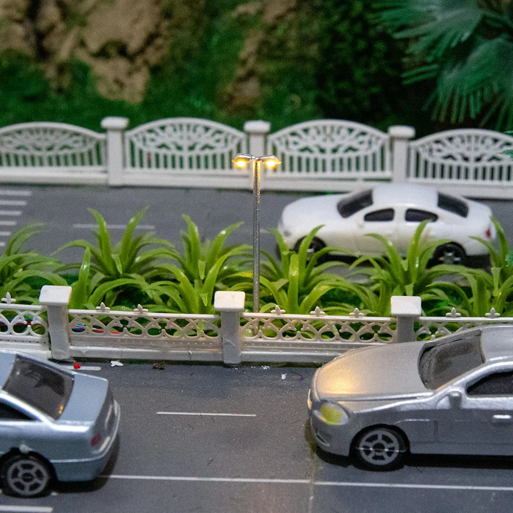 10pcs 1:500 Railway Train Lamp Model 3V Led Double-head Metal Light warm white Architecture Building Layout Scenery