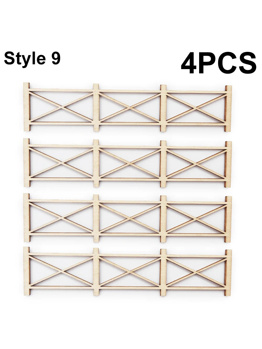 4-Piece Wooden Garden Fence Model Railway Landscaping