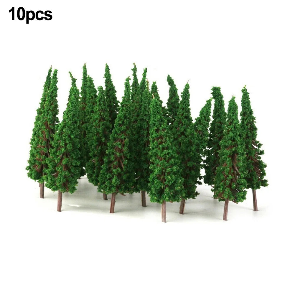 10pcs Pine Trees Model Trees 65mm 3 Different Greens For N / OO Gauge Railway Railroad Layout Scenery Decoration