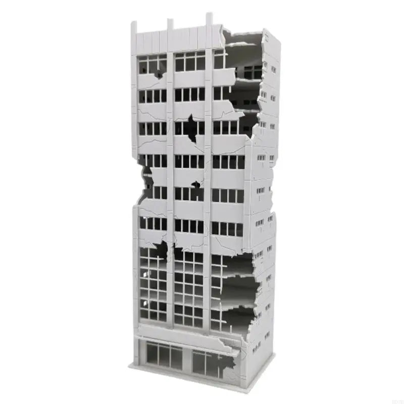N Scale 1:144 Outland Model Railway Scenery City Ruined Building Abandoned Tall Office Architectural Building Model B03E