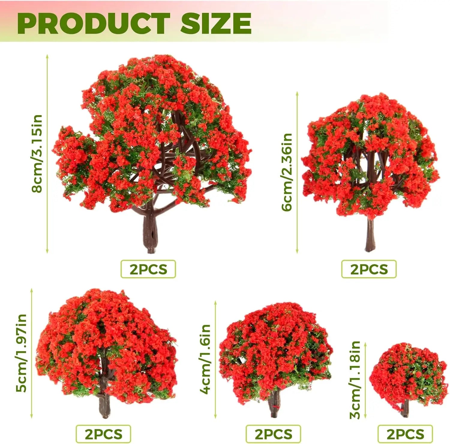 10pcs Model Trees Red Flower Train Trees Model Train Railways Architecture Scenery Diorama Tree Model Railroad Scenery Landscape