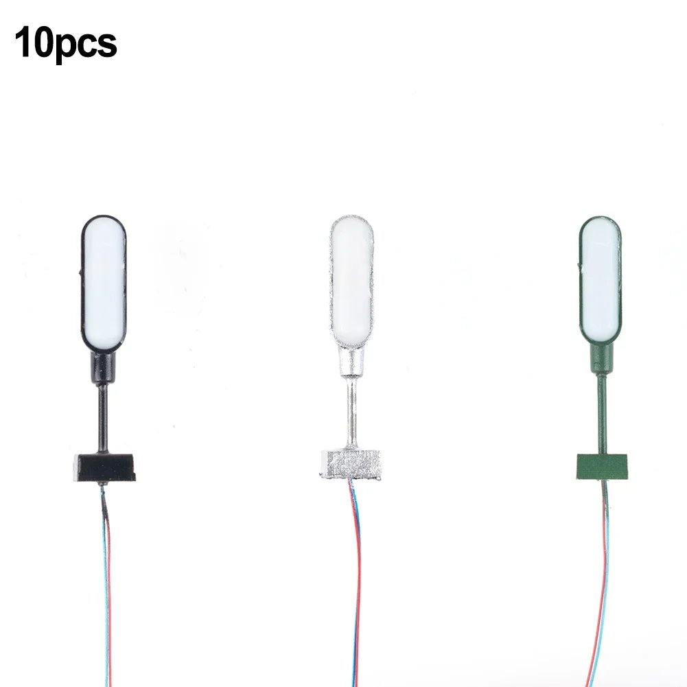 10pc Lamps Model Railway Lights Lattice Mast Light Track N Kit Platform Light LED 28mm Series Resistors For Connection To 12-16V
