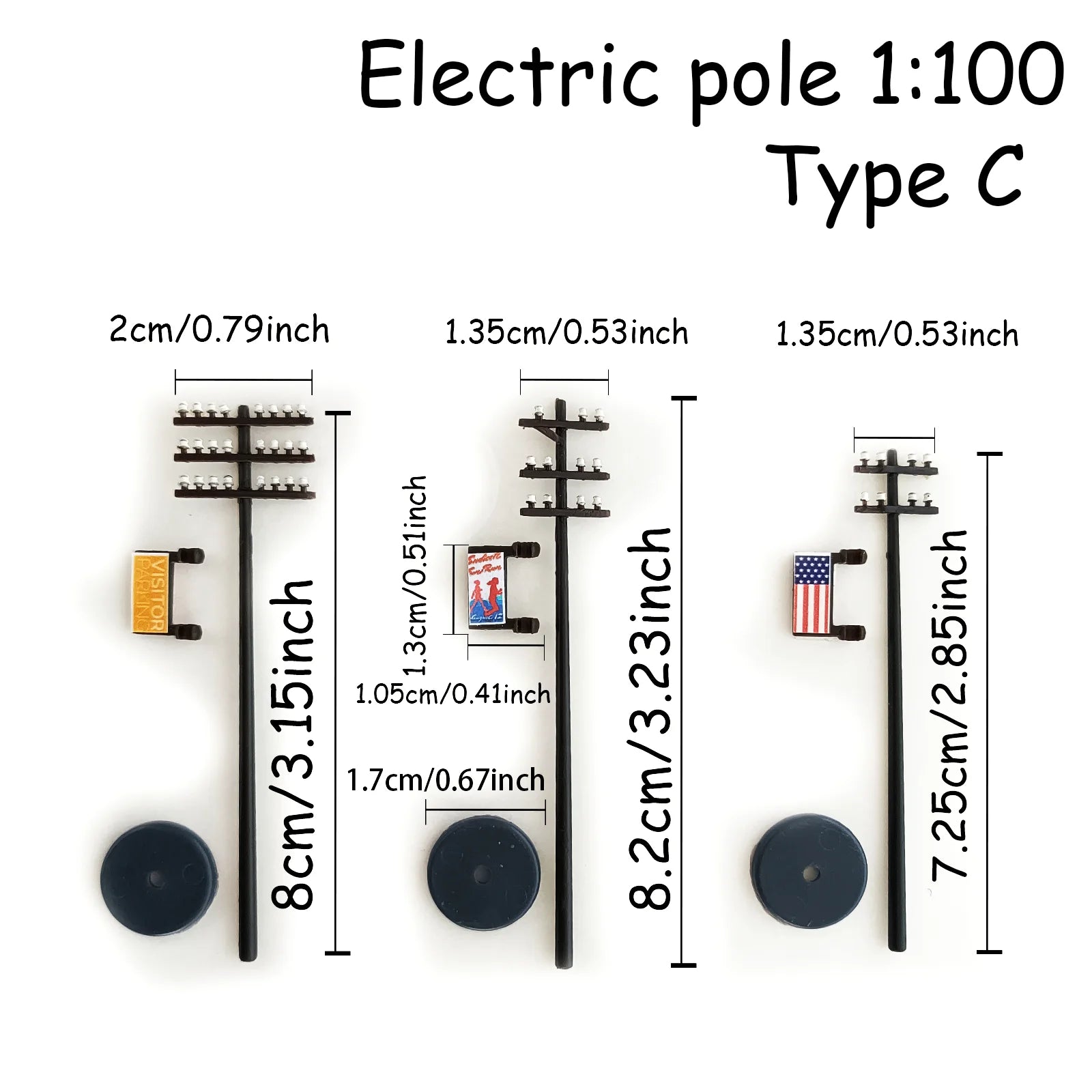 3Pcs Model Telephone Poles 1:42/1:87/1:100 Electric Line Model Kit For Railway Train Layout Scenery
