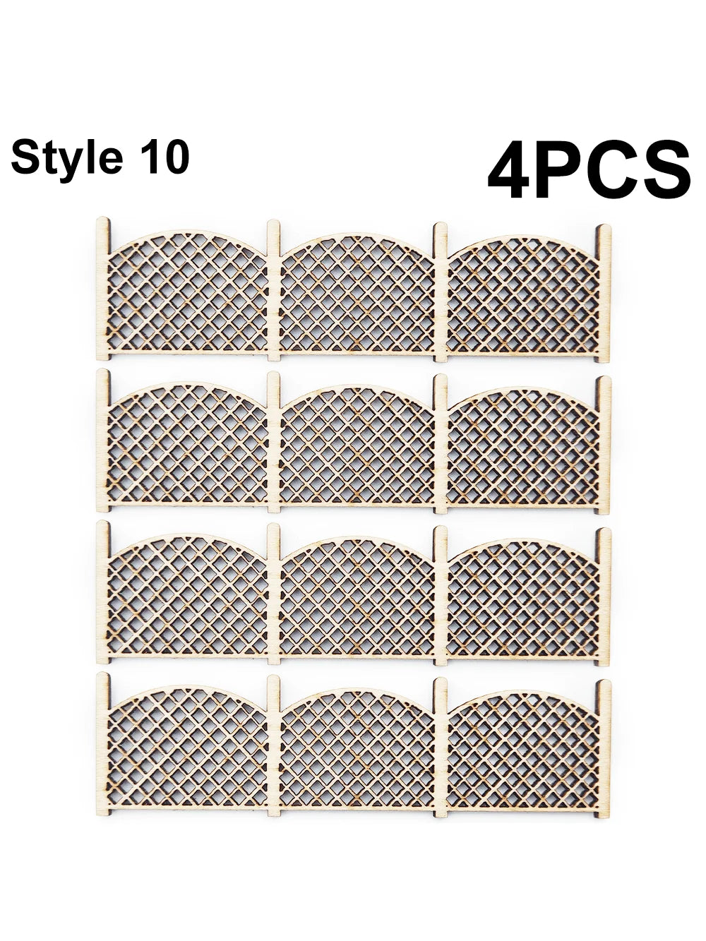 4-Piece Wooden Garden Fence Model Railway Landscaping