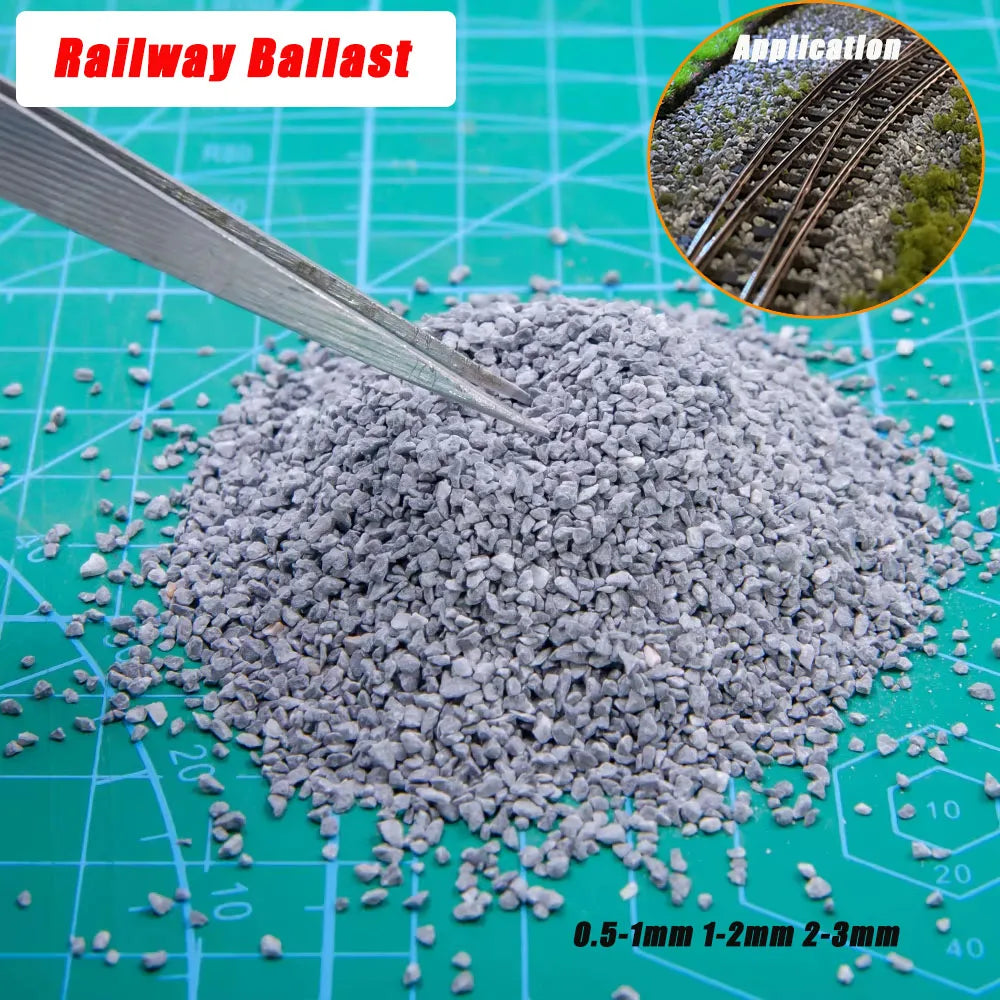 50G Miniature Railway Ballast 0.5mm-3mm Railroad Track Stone for Scale HO N OO Model Making