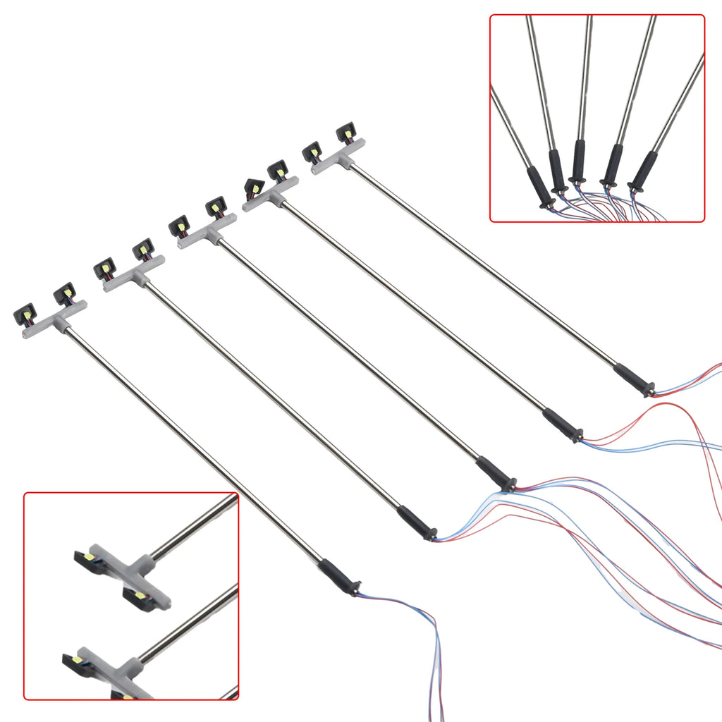 5pcs Model Railway Lamp Lattice Mast Light HO 1:76 Scale LED Street Light Train Layout Scenery