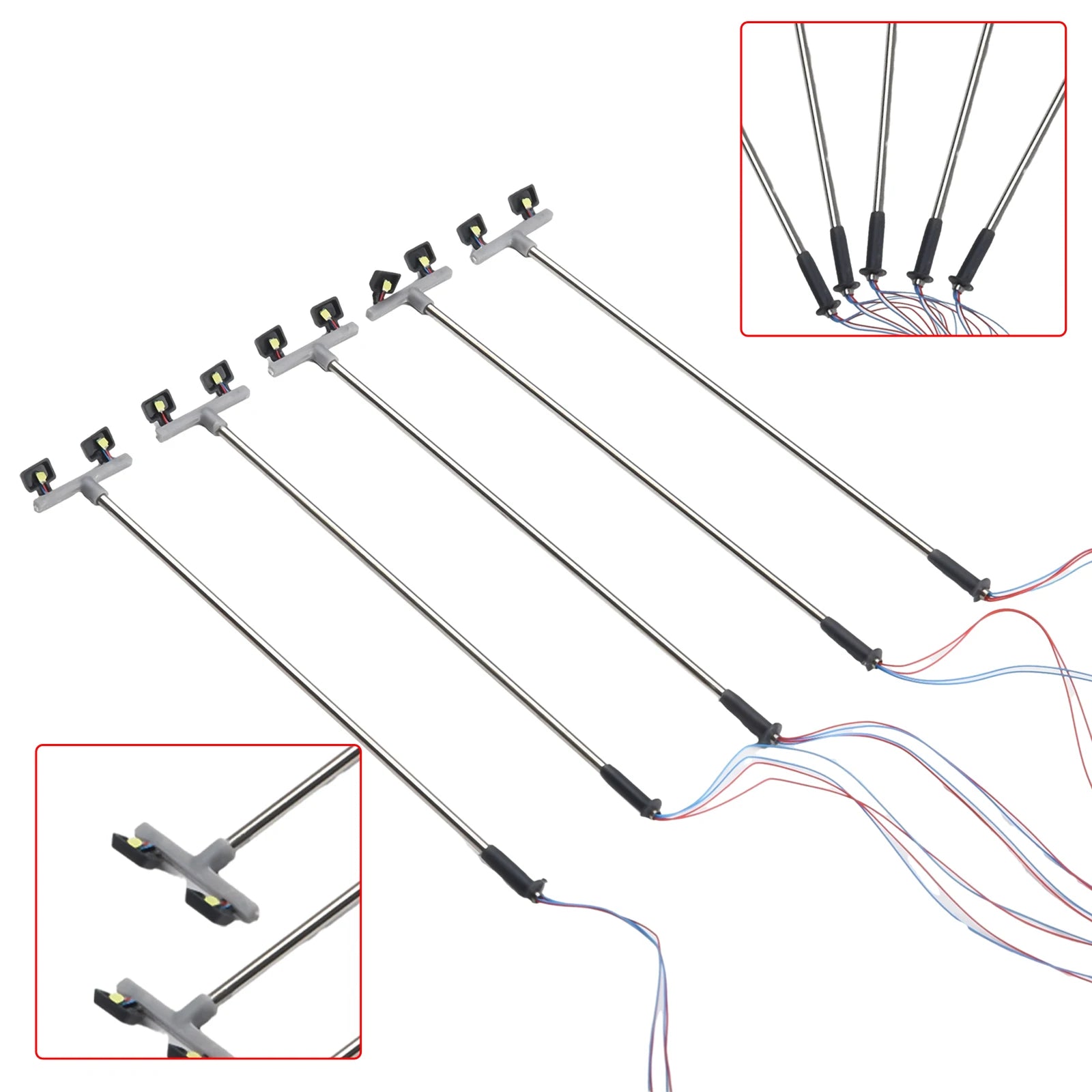 5pcs Model Railway Lamp Lattice Mast Light HO 1:76 Scale LED Street Light Train Layout Scenery