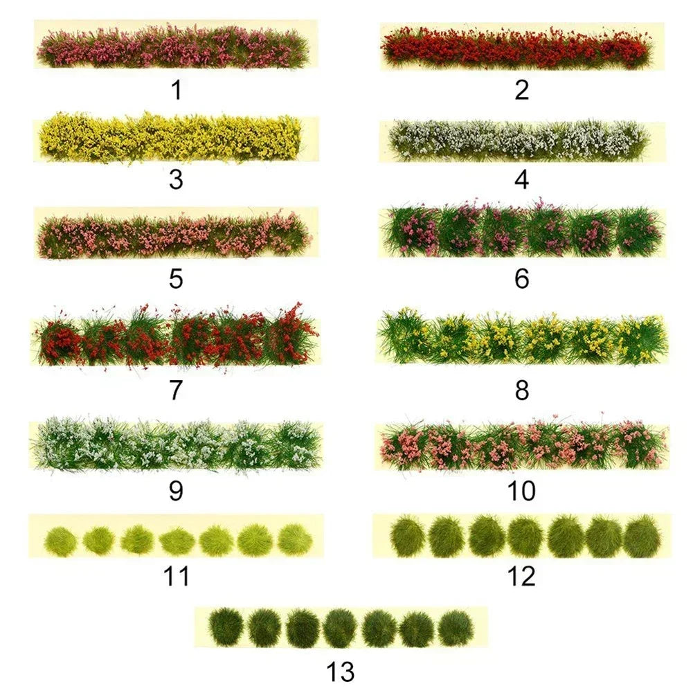Miniature Flowers Grass Tufts Model For HO Train Railway Building Garden Scene Model Railway/Train Layout Scenery. Miniature detail.