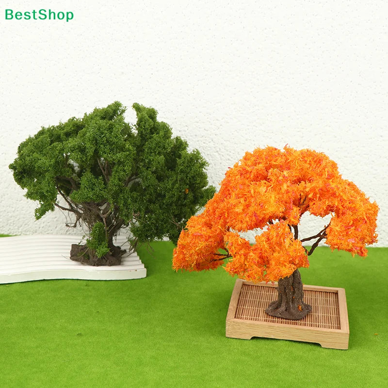 12/15cm Miniature Model Trees - Orange & Green Scenery Trees for Model Railway Layouts