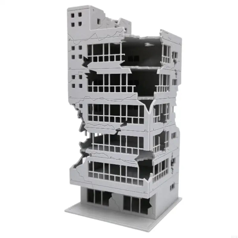 N Scale 1:144 Outland Model Railway Scenery City Ruined Building Abandoned Tall Office Architectural Building Model B03E