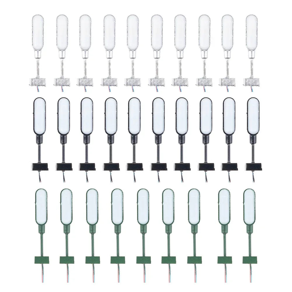 10pc Lamps Model Railway Lights Lattice Mast Light Track N Kit Platform Light LED 28mm Series Resistors For Connection To 12-16V