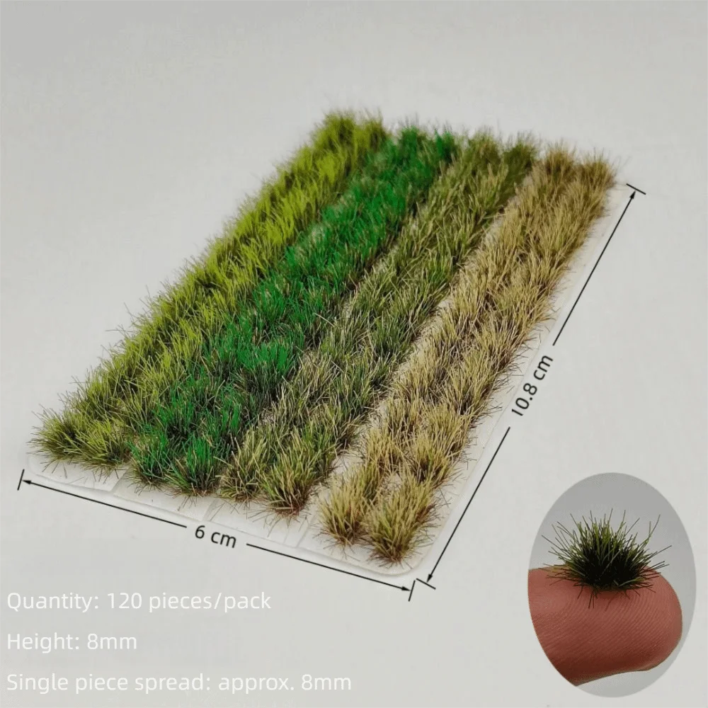 120PCS Multicolor Grass Tufts Self-Adhesive 8mm Height Miniature Flower Grass Model Modeling Materials Scenery Model