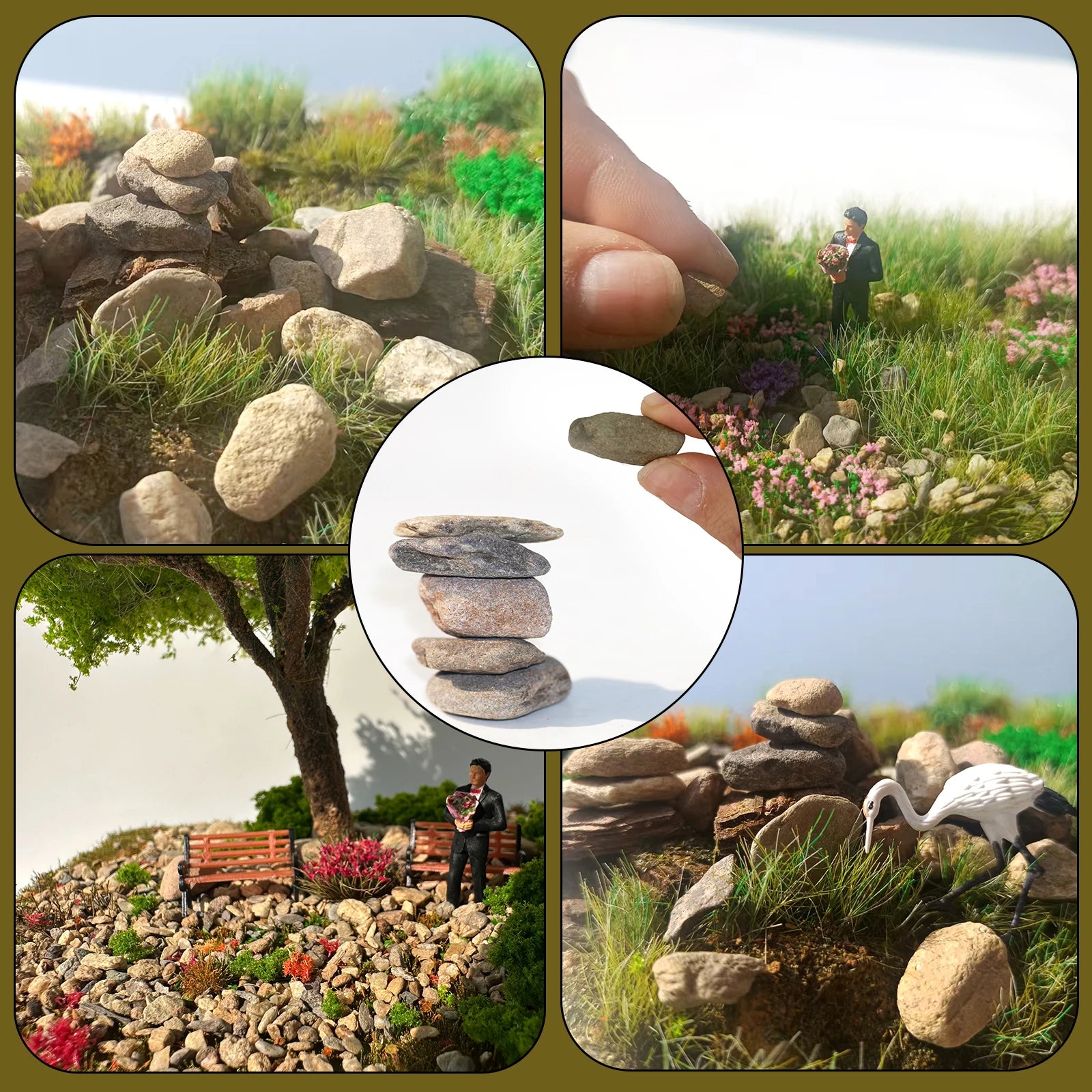 40g DIY Stone Model Grass - Mesh Model Rail Scenery for HO Scale Model Train