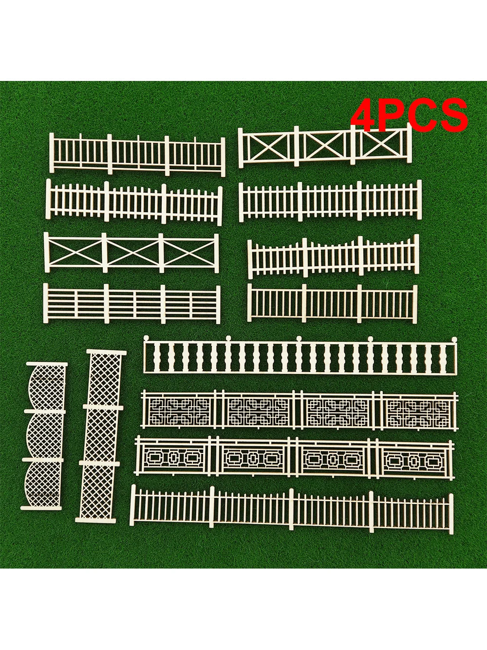 4-Piece Wooden Garden Fence Model Railway Landscaping