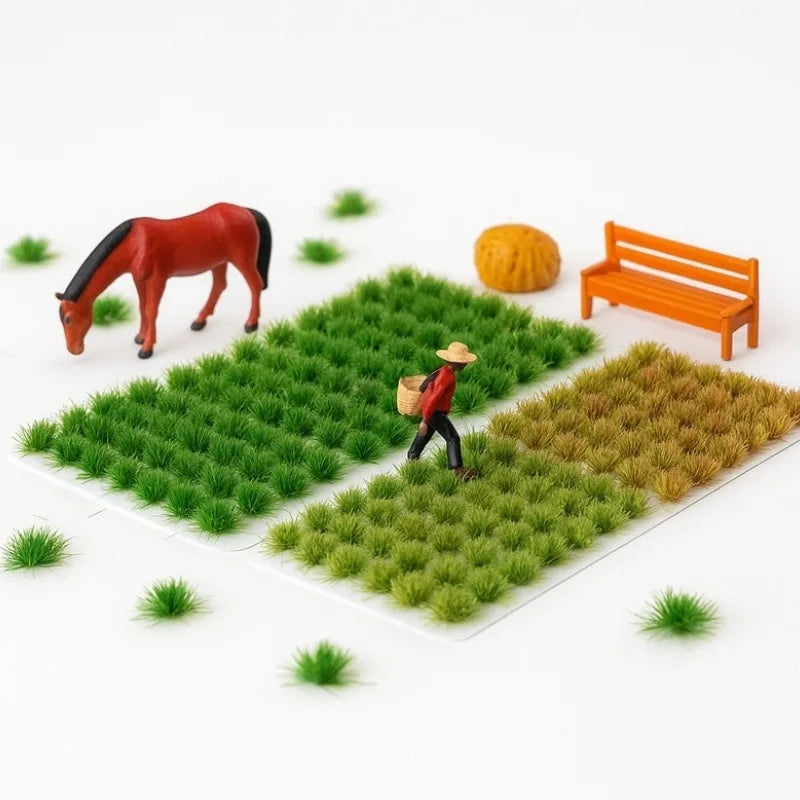 104pcs Static Grass Tufts Model Scenery Kit Miniature Shrubs Bushes for Train Landscape Diorama Terrain Scenic Grass Tuft