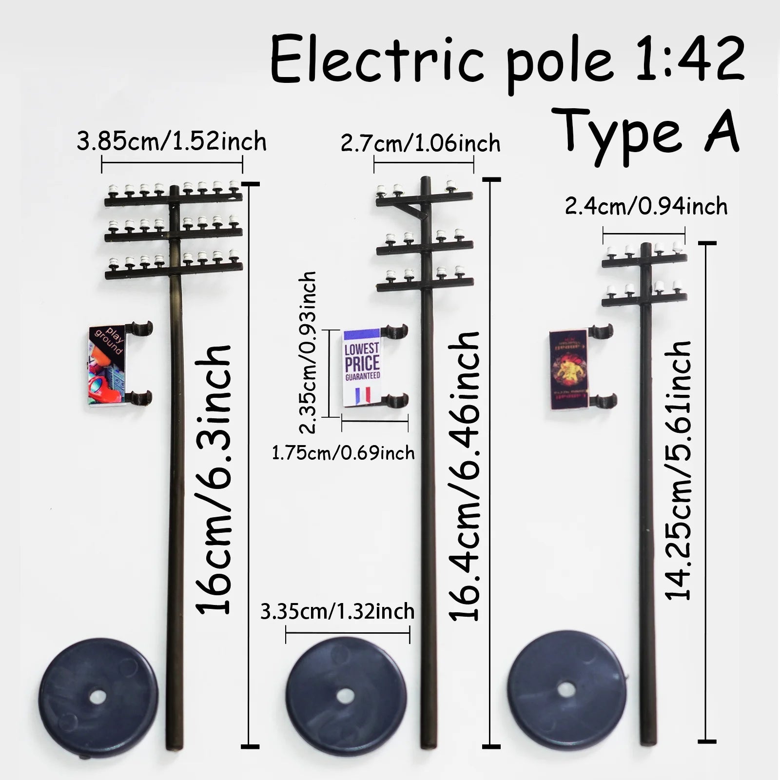 3Pcs Model Telephone Poles 1:42/1:87/1:100 Electric Line Model Kit For Railway Train Layout Scenery