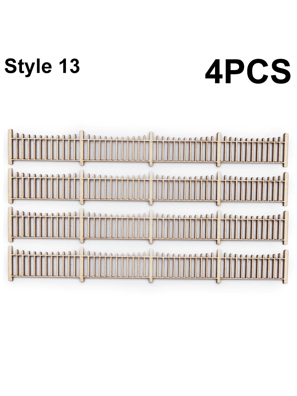 4-Piece Wooden Garden Fence Model Railway Landscaping