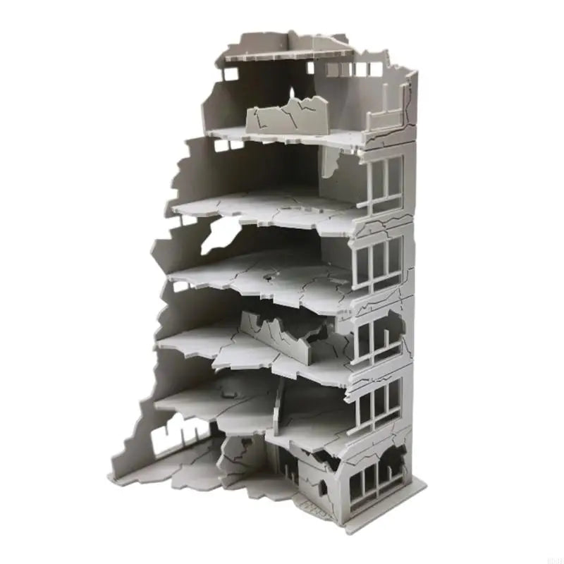 N Scale 1:144 Outland Model Railway Scenery City Ruined Building Abandoned Tall Office Architectural Building Model B03E