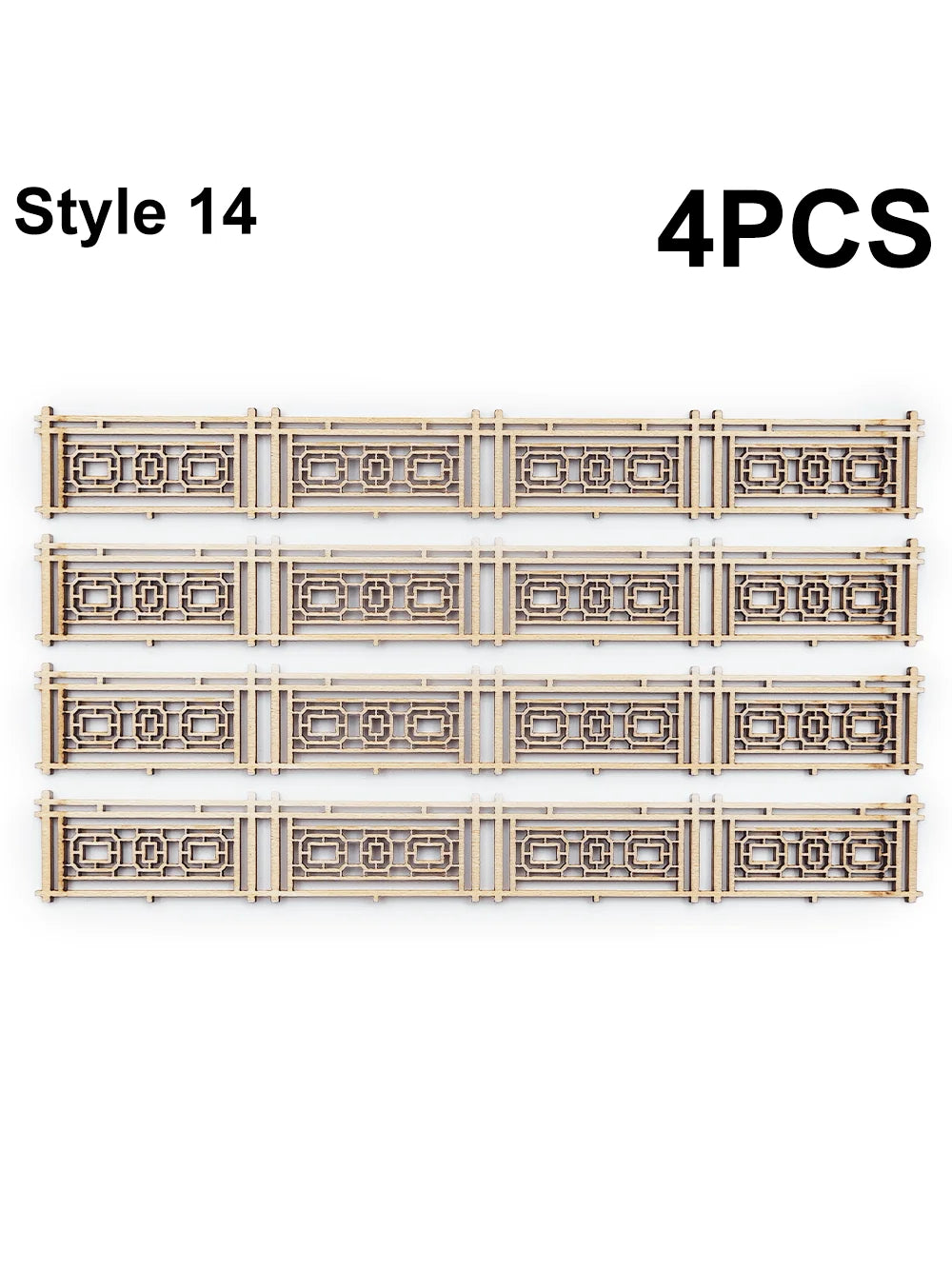 4-Piece Wooden Garden Fence Model Railway Landscaping