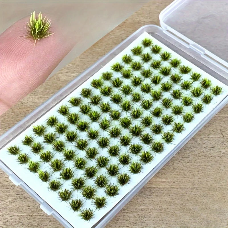 104pcs/pack Static Grass Tuft, Model Grass Tufts Terrain Model Kit Static Scenery Model Miniature Shrubs Bushes for Train Landscape