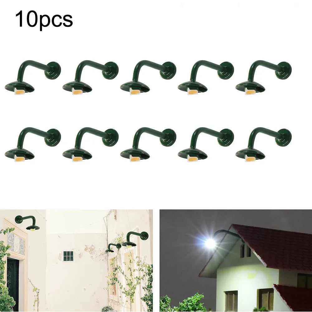 10pcs 1:87 Model Railway Lights With 10 Resistors (not Pre-soldered) For 9~18V Outdoor Wall Goose Neck LED Light Railroad