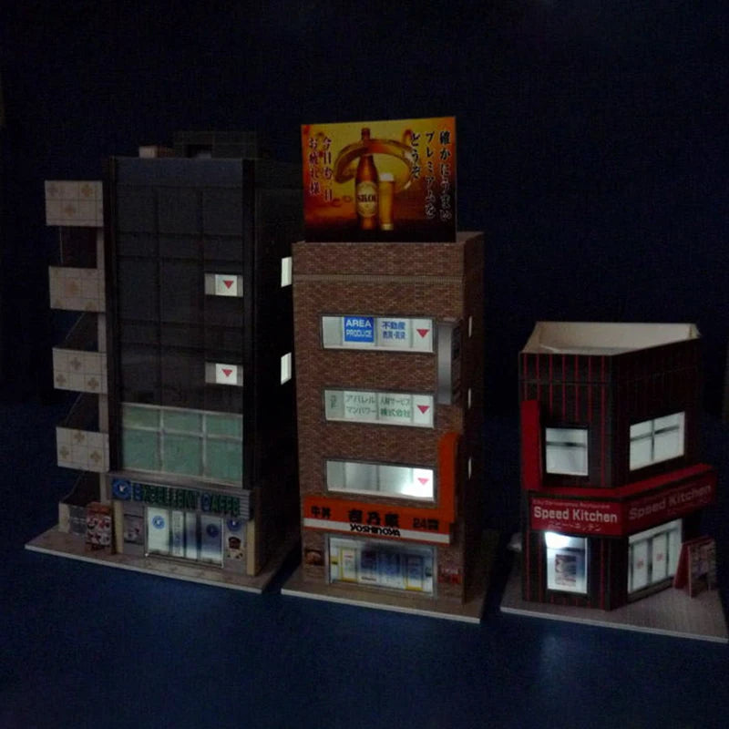 1:150 N-Scale Buildings 3D Paper Model Scene DIY  3 restaurant buildings
