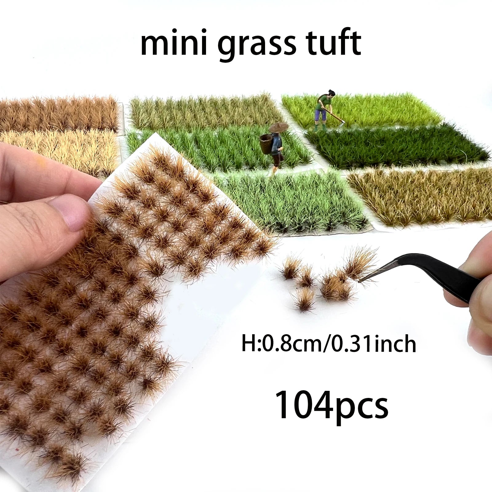 Miniature Lawn Realistic Grass Cluster. Model Train Scenery Kit  104pcs/box