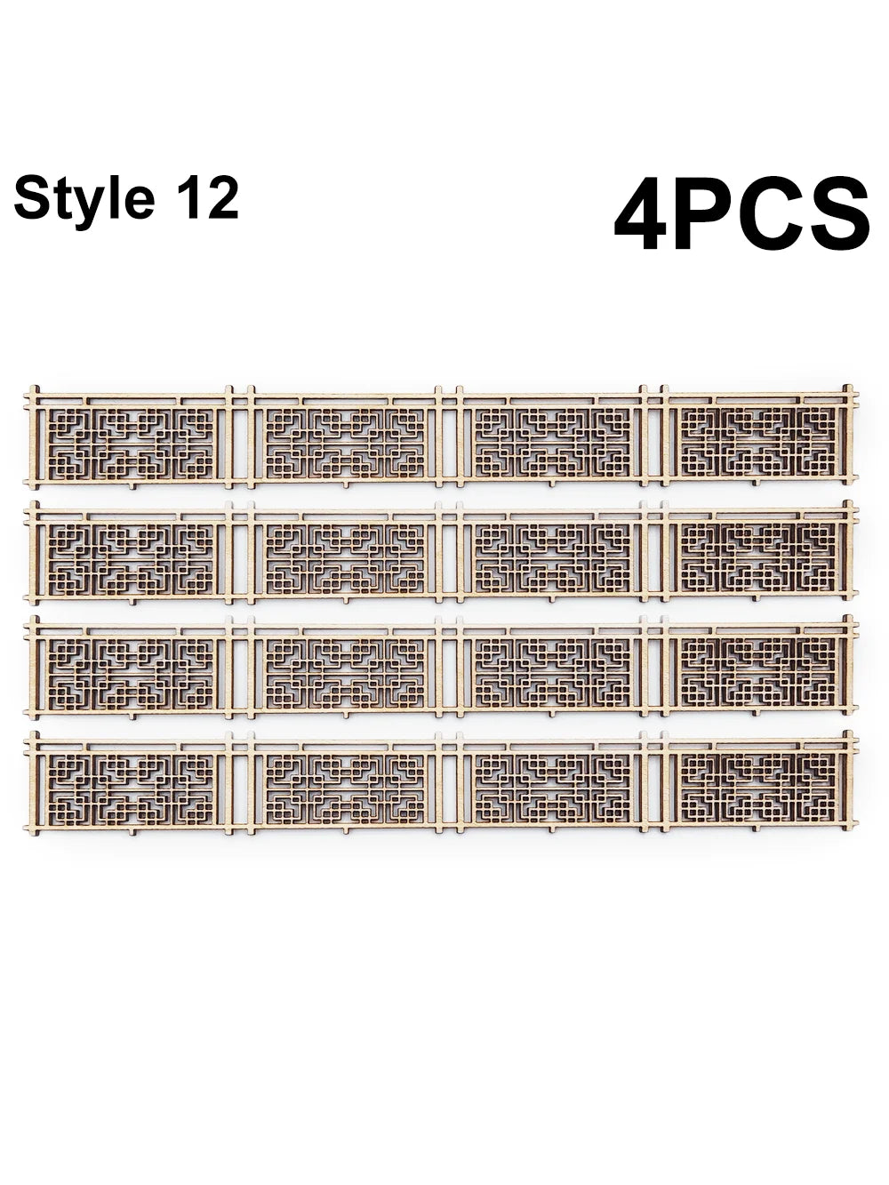 4-Piece Wooden Garden Fence Model Railway Landscaping