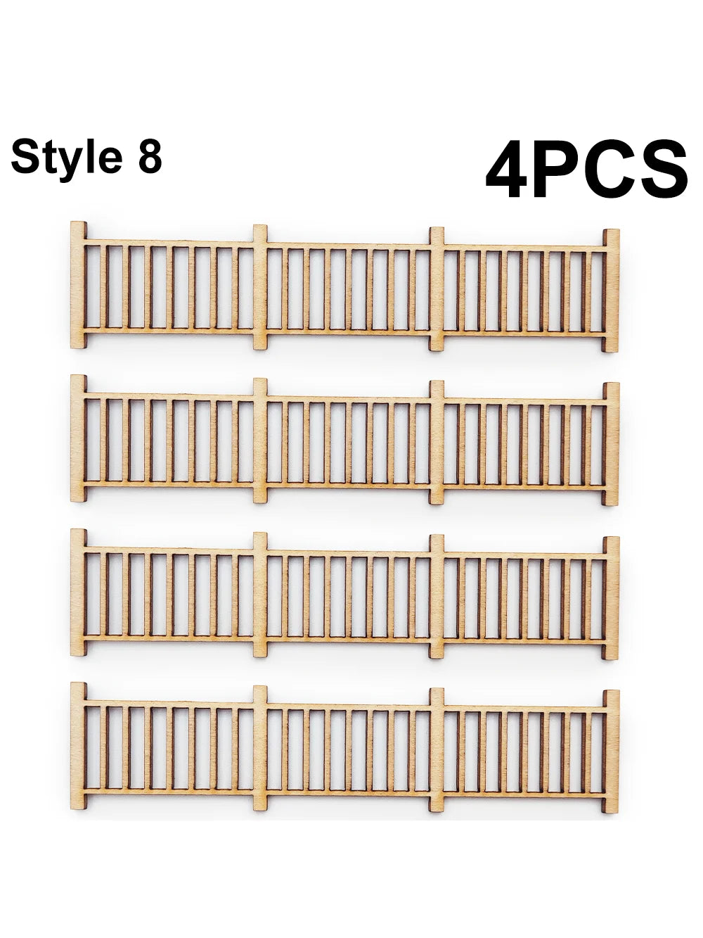 4-Piece Wooden Garden Fence Model Railway Landscaping