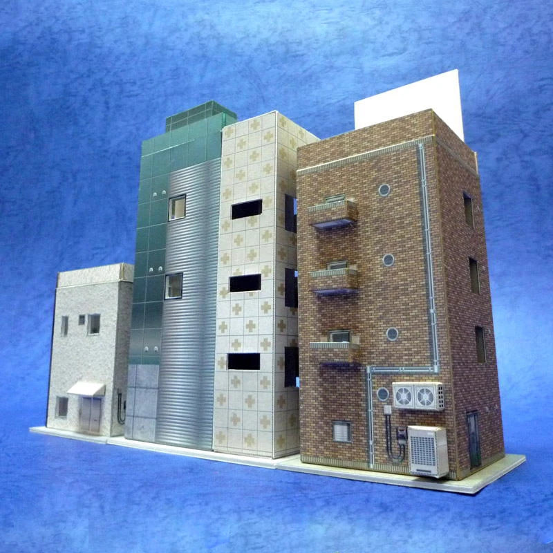 1:150 N-Scale Buildings 3D Paper Model Scene DIY  3 restaurant buildings