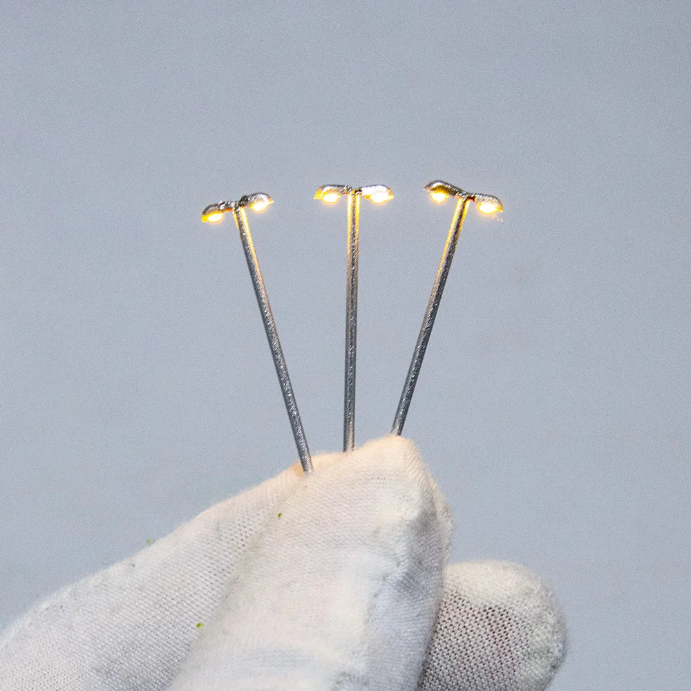 10pcs 1:500 Railway Train Lamp Model 3V Led Double-head Metal Light warm white Architecture Building Layout Scenery